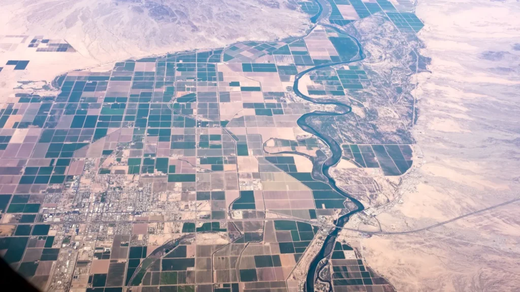Blythe and the Colorado River seen from the air