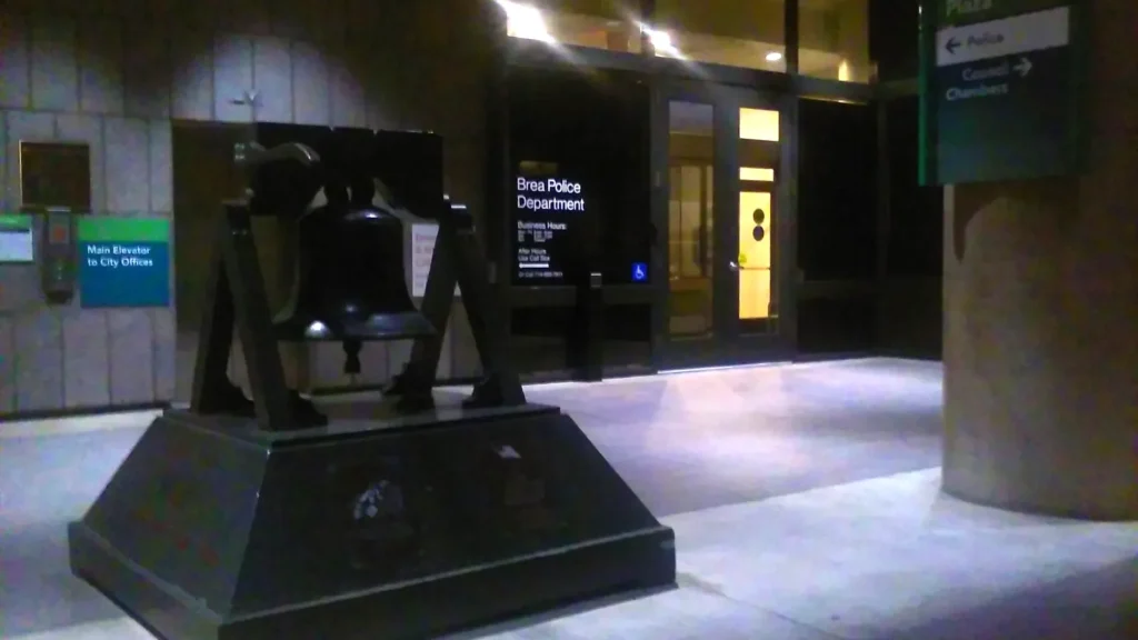 Entrance to the Brea Police Department, Brea Civic Center, Brea, California