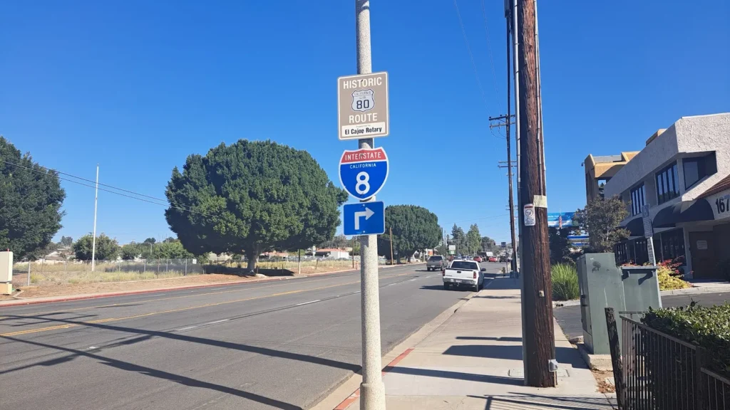 Historic US Route 80 sign on Main Street in El Cajon