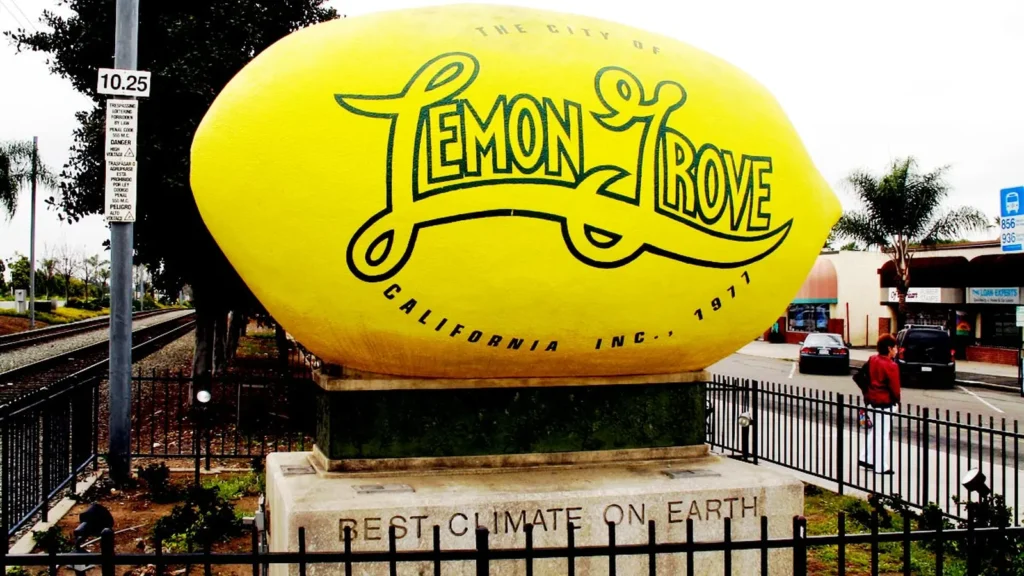 The giant lemon statue landmark in downtown Lemon Grove