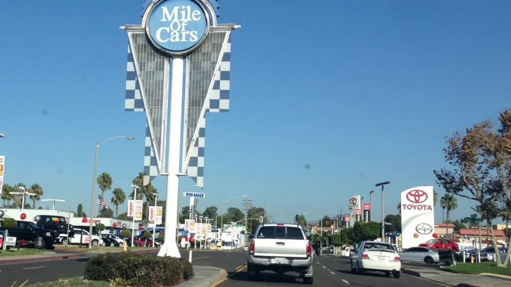 The Mile of Cars sign on National City Boulevard