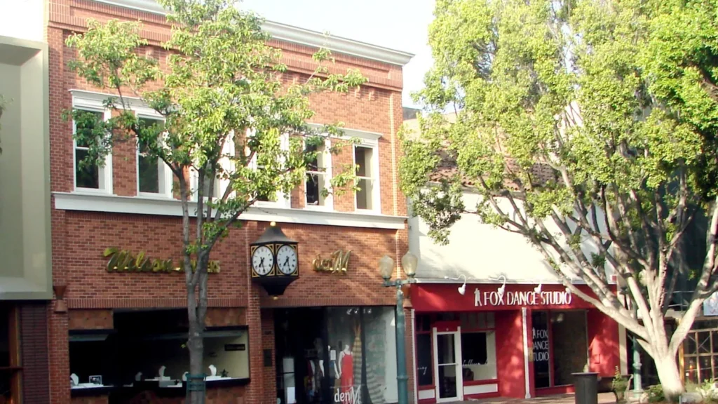 Historic storefronts on State Street in downtown Redlands