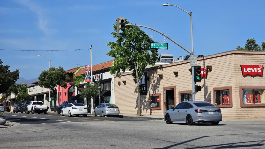 First Street and Maclay Avenue in downtown San Fernando