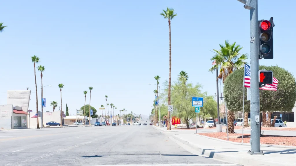 Adobe Road through downtown Twentynine Palms