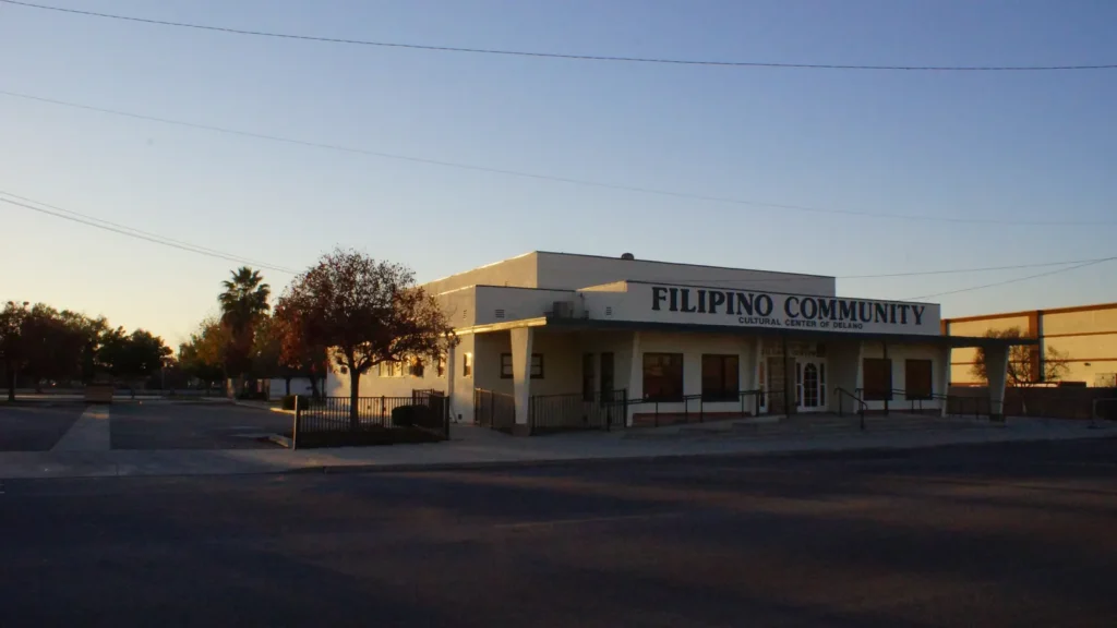 Filipino Community Cultural Center building on a Delano street