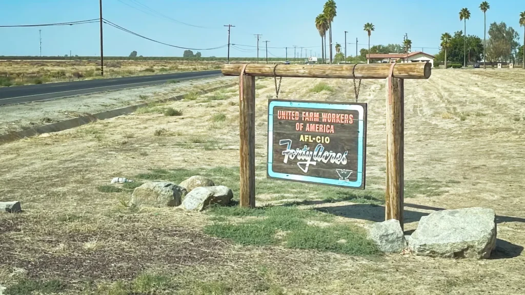 United Farm Workers of America sign at The Forty Acres in Delano, California